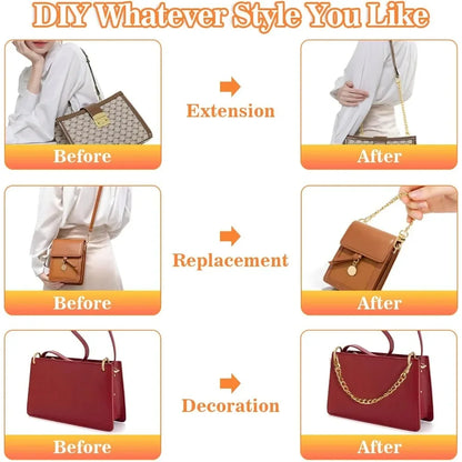 Flat Purse Chain Strap Crossbody Bag Replacement Strap with Metal Buckles for Wallet Purse Bags Replacement Strap
