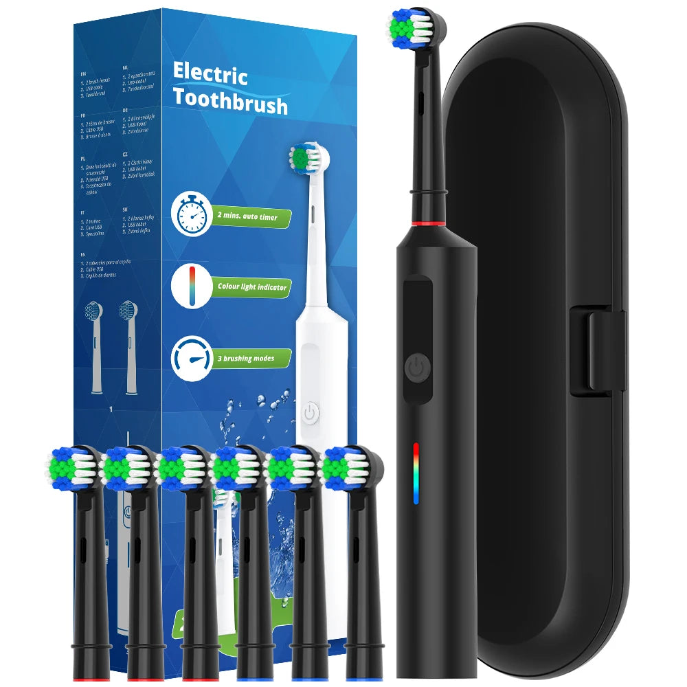 Smart Rotating Electric Toothbrush with Six Replacement Heads - Smarsty