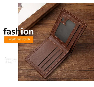 Men's leather short wallet thin wallet foldable minimalist soft leather wallet - Smarsty