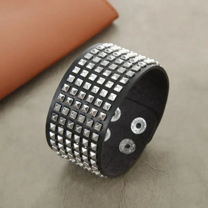 Unisex PU Leather Punk Bracelet with Spikes and Skull - Smarsty