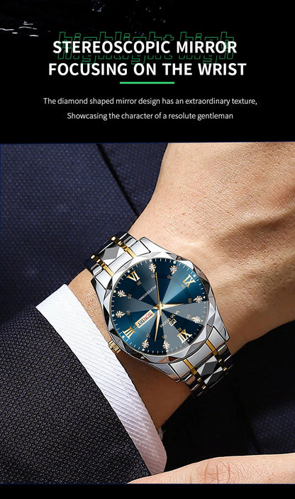 Luxury Men’s Water Resistant Quartz Watch with Night Glow - Smarsty