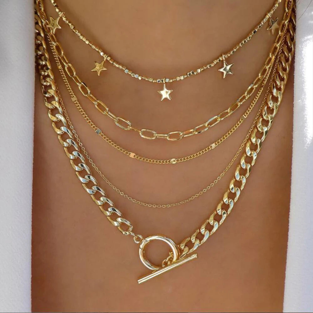 Vintage Gold Boho Layered Necklace Set for Women - Smarsty