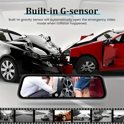 9.66"IPS Touch Screen Mirror Dash Cam Front and Rear, 4K Dual Recording, AHD Backup Camera, Night Vision, G-Sensor. Limited Time