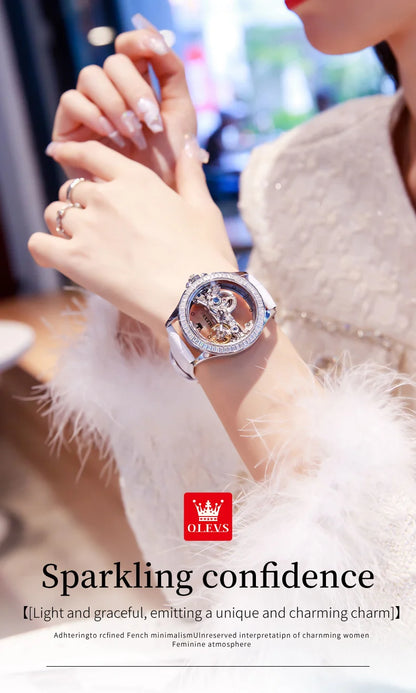 OLEVS Luxury Women's Automatic Mechanical Watch with Diamonds - Smarsty