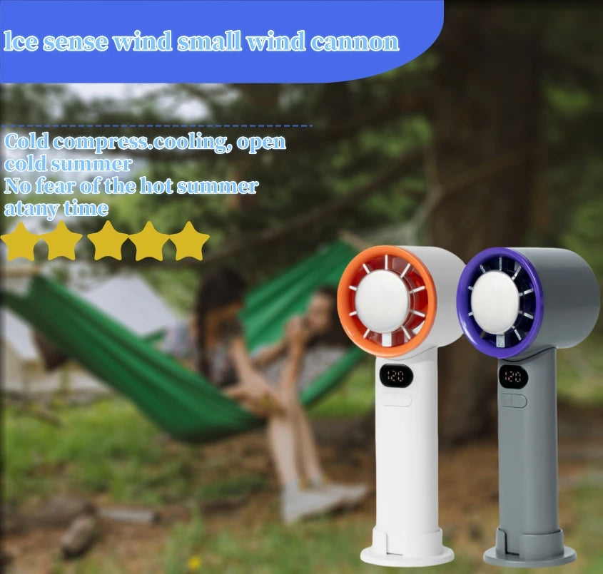 Portable Fan 120-Speed Digital Display Ice Cooling Tech Stylish Semiconductor Condensation Mini Personal Fan  for Home, Office