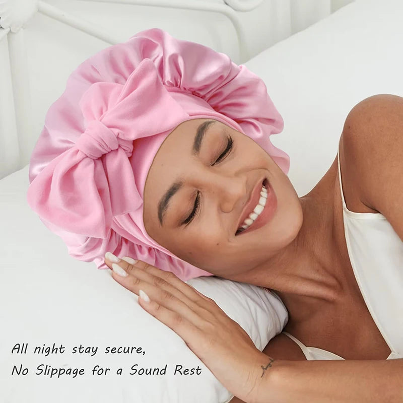 Adjustable Satin Sleeping Hat Elastic Tie For Hair Care - Smarsty