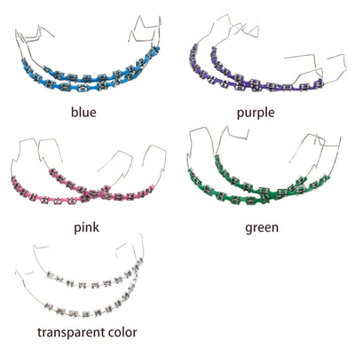 Temporary Tooth Decoration Dental Fake Braces with Metal Wires & Bracket Dental Metal Bracket Dental Tool for Tooth Decor