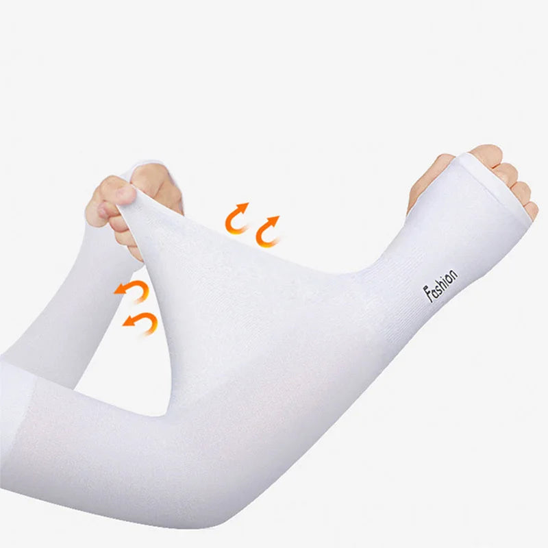 Anti UV Arm Covers Fingerless Gloves Cooling Elastic Sleeves - Smarsty