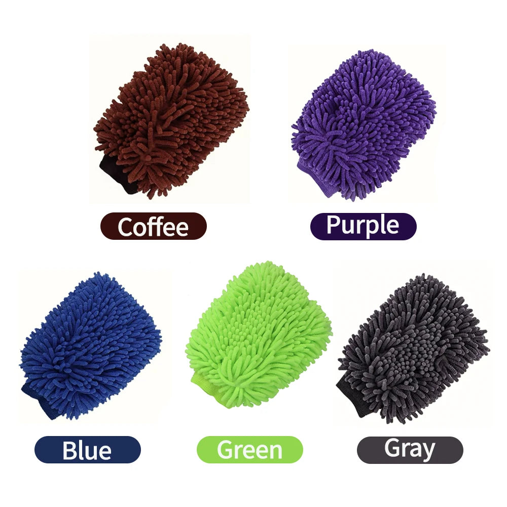 Thickened Chenille Car Wash Gloves Double Sided Plush - Smarsty