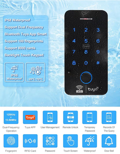 WiFi Tuya Fingerprint Access Controller Waterproof System - Smarsty