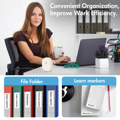 Mini Portable Wireless Inkless Thermal Printer Bluetooth Pocket Label Maker Home Study with 1roll Stickable Label Paper