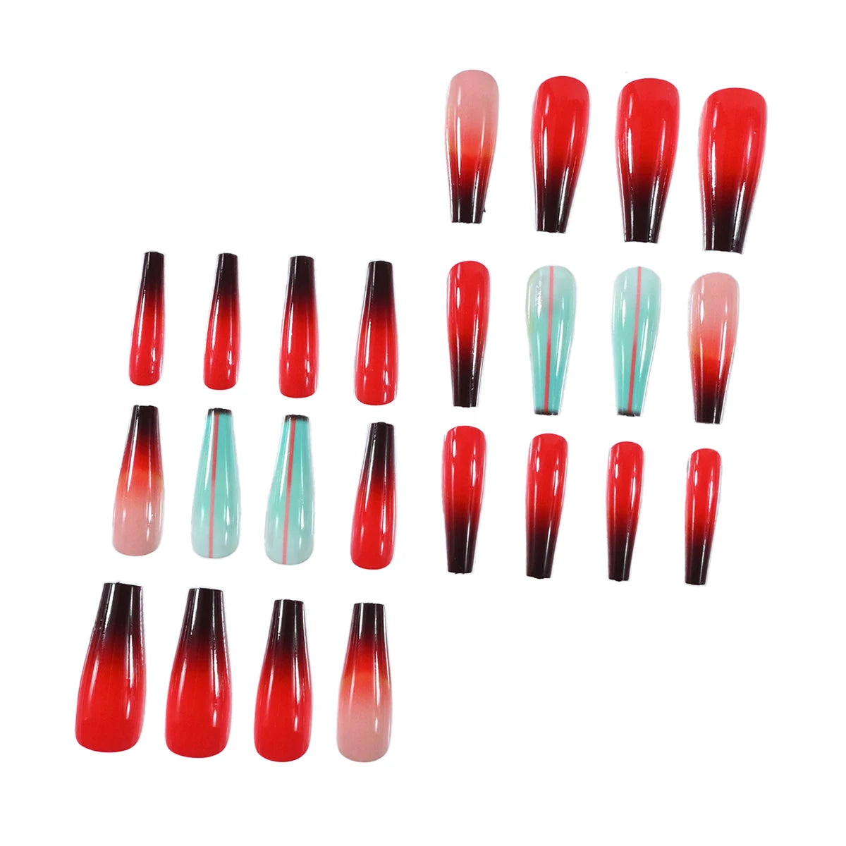 Extra Long Stiletto Black Full Cover Fake Nails - Smarsty