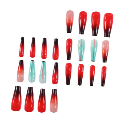 Extra Long Stiletto Black Full Cover Fake Nails - Smarsty