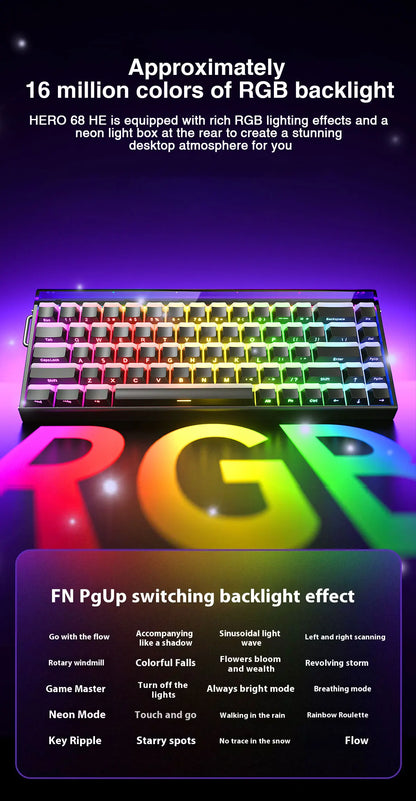 68 Key Magnetic Switch Keyboard Rapid Trigger RGB Wired