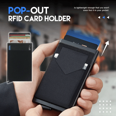 Rfid Smart Credit Card Holder Wallets Metal Slim Pop Up Minimalist Men Wallets Black Male Purse Money Bags Carteira Masculina - Smarsty