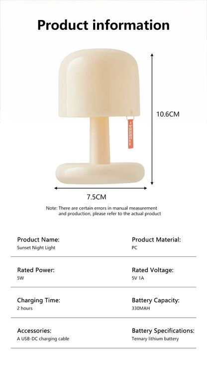 Rechargeable Mushroom Night Light for Cozy Ambiance - Smarsty