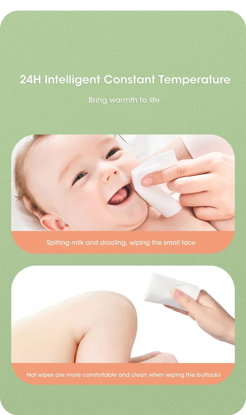 Baby Wipe Warmer Heater with LED Display Wet Towel Dispenser Portable USB Charge Baby Wipe Warmer Napkin Heating Box Home/Car - Smarsty