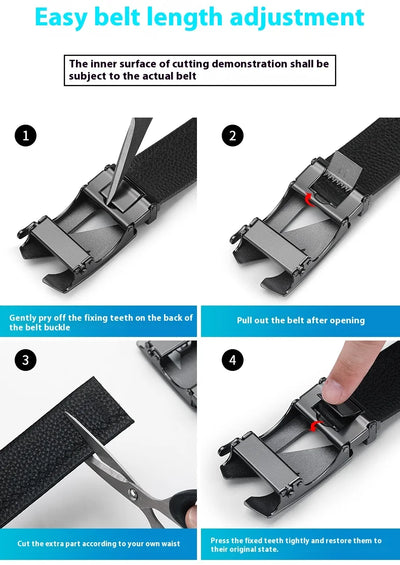 OYIFAN Genuine Leather Men Belt Adjustable Automatic Buckle - Smarsty