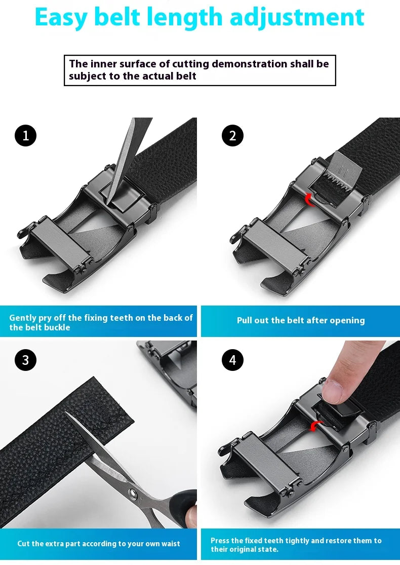 OYIFAN Genuine Leather Men Belt Adjustable Automatic Buckle - Smarsty