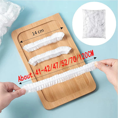 Disposable Food Cover Plastic Shower Cap Fruit Food Cover Elastic Plastic Wrap Cover Food Grade Storage Bag Kitchen Organizer by Smarsty