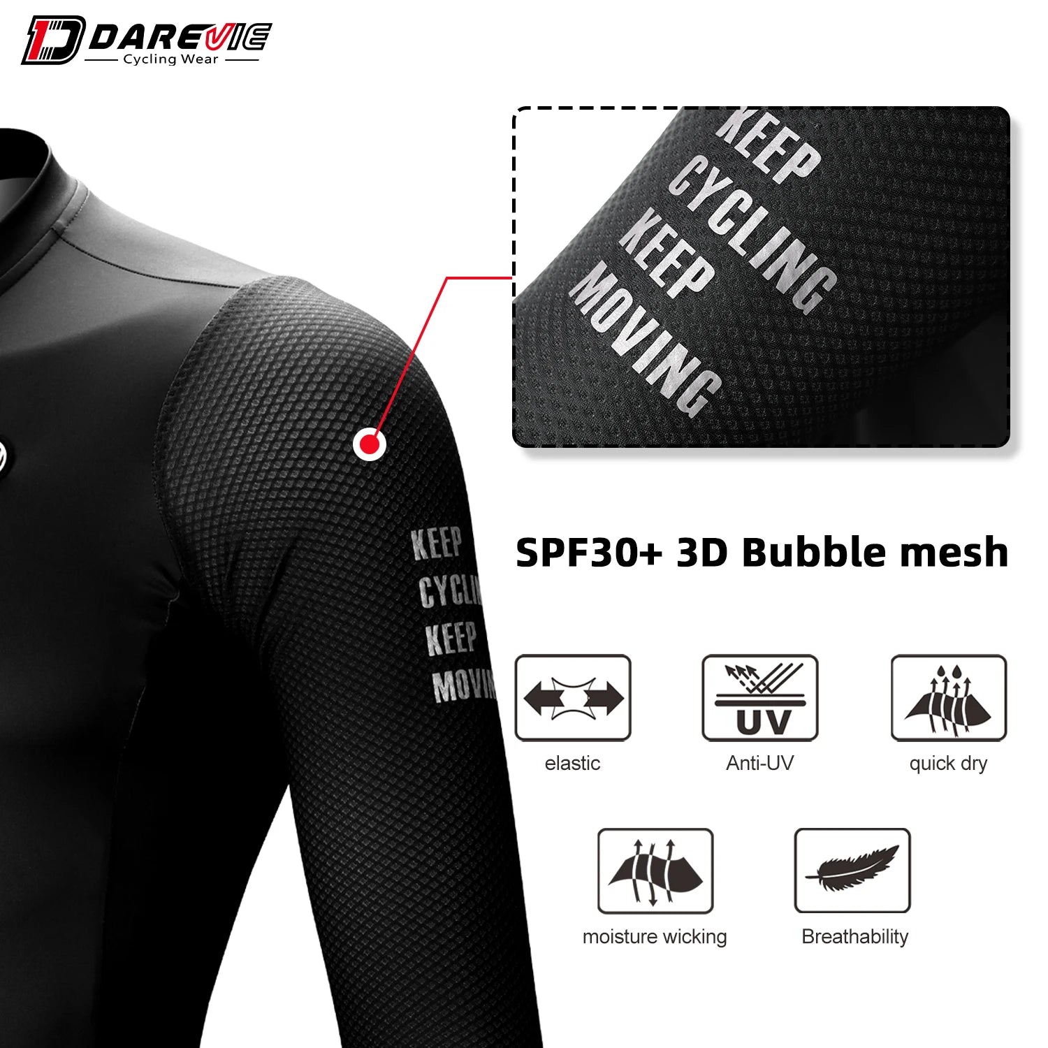 DAREVIE Man Cycling Jersey 2024 Summer Breathable Long Sleeve Men's Cycling Clothing MTB Road Anti-UV Men's Cycling Shirt