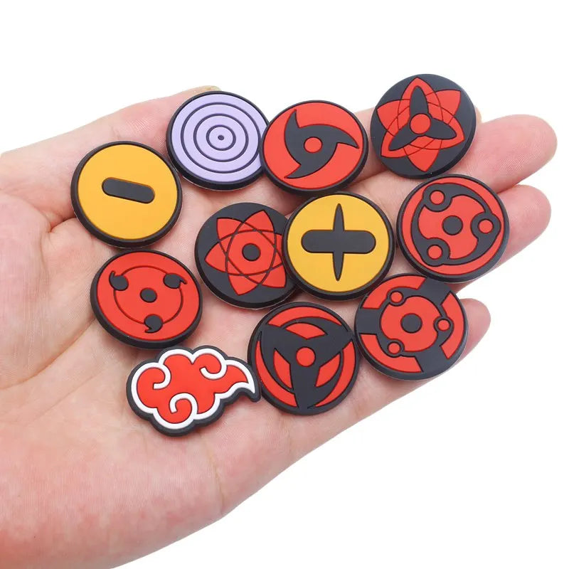 12/27pcs MINISO Japanese anime Shoes Charms PVC Shoe Accessories DIY Shoe Buckle Clogs Sandal Decoration For Kids X-mas Gifts
