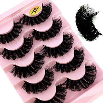 3D Natural Cat Eye False Eyelashes Fluffy Soft 5 Pairs - Smarsty