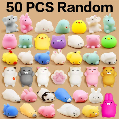 50-5PCS Mochi Squishies Kawaii Anima Squishy Toys For Kids Antistress Ball Squeeze Party Favors Stress Relief Toys For Birthday - Smarsty