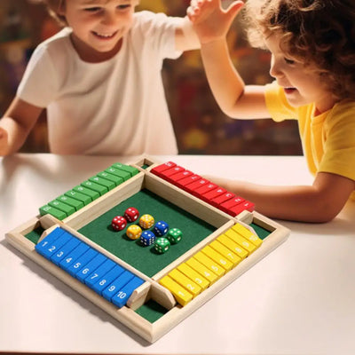 Arithmetic Dice Board Game Four-Sided Flip Card Games Box Dice Toys Wooden Flaps Dices 4 Players Party Number Game Board Games - Smarsty