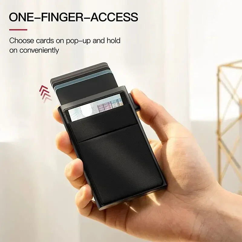 Anti Rfid Blocking Protected Magic ID Bank Credit Card Holder Men Thin Slim Minimalist Smart Magic Wallets Metal Cardholer Case