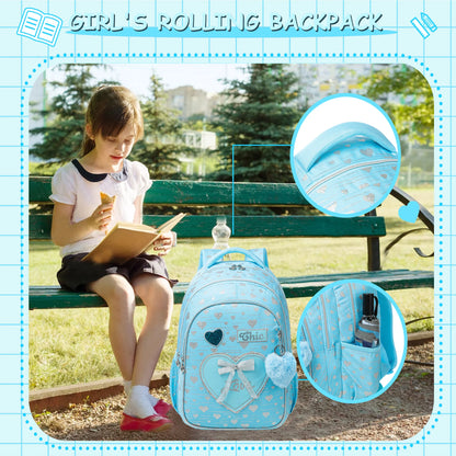 Girls Backpack With Bowknot Ribbon And Lunch Bag Pen Case - Smarsty