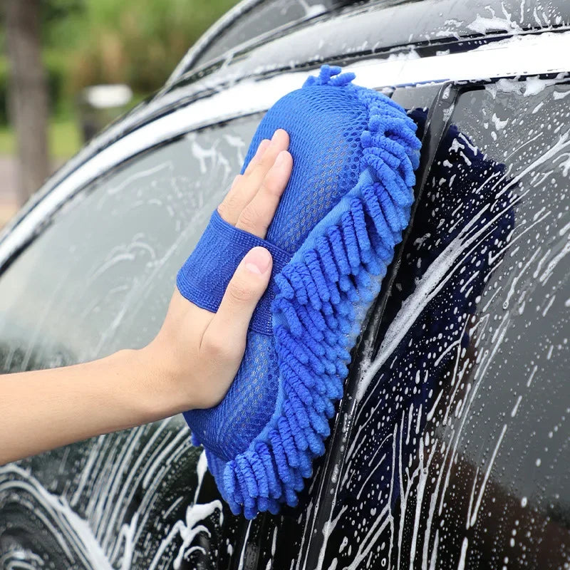 Absorbent Microfiber Chenille Car Wash Sponge Brush Kit - Smarsty