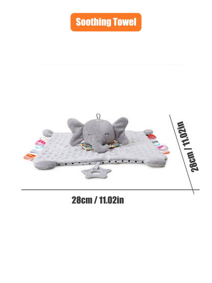 1pcs Baby Security Soothing Doll Towel with Teether Rattles Soft Blanket Snuggle Toy Stuffed Animal for Babies Newborns Gift by Smarsty