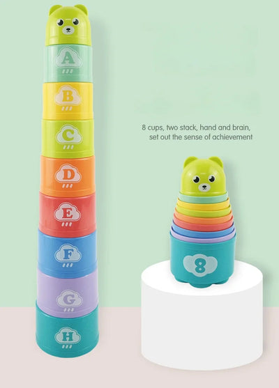 Kid Brain Response Battle Fold Cup Hand Speed Competition Fold Cup Baby Stack Game Early Education Puzzle Train Board Games Toy - Smarsty