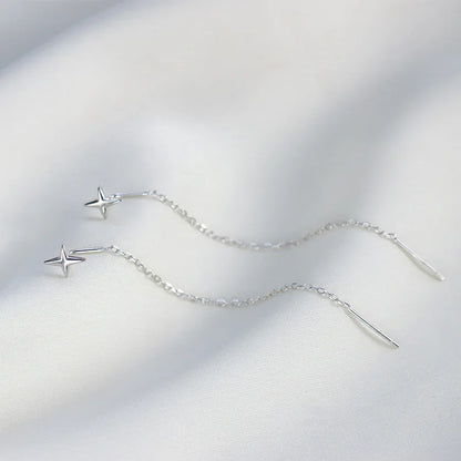 S925 Silver Tassel Drop Earrings for Women with Long Chains - Smarsty