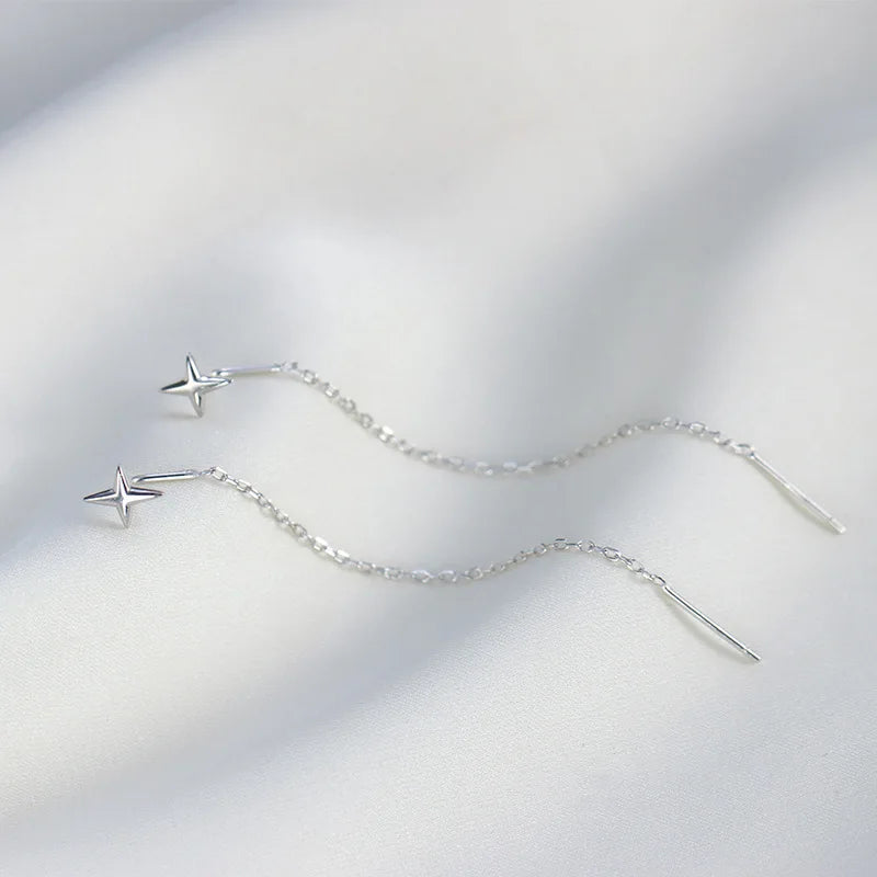 S925 Silver Tassel Drop Earrings for Women with Long Chains - Smarsty