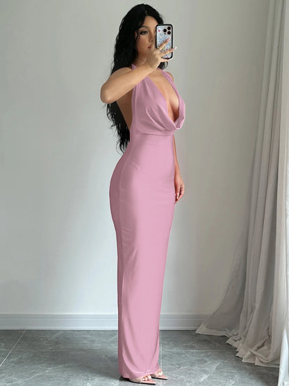 Dulzura Autumn Women Halter Backless Midi Dress For Women Bodycon Sexy Party Elegant Outfits Evening Birthday Clothes Y2K 2024 - Smarsty