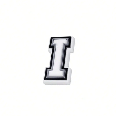 1pc Black White Alphabet Shoe Charm, PVC Shoe Accessory For Crocs, Wristband, Slipper,DIY Accessories Gifts For Holiday Party - Smarsty