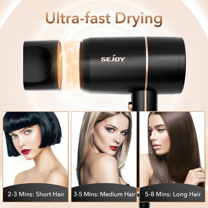 Sejoy 1800W Negative Ion Hair Dryer with Temperature Control - Smarsty