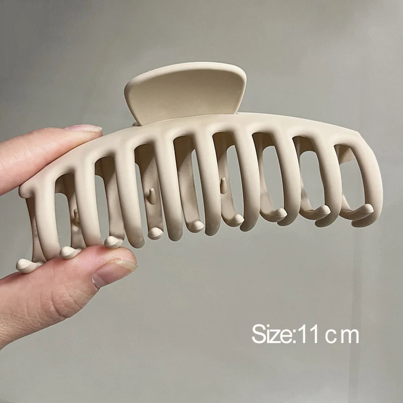 Korean Coffee Beige Acrylic Geometric Hair Claw Clip Large - Smarsty