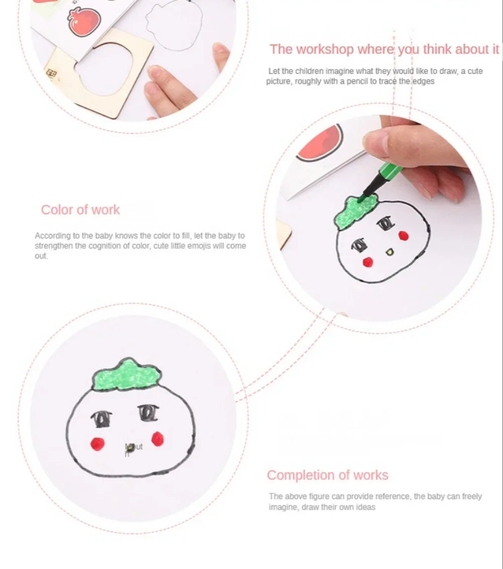 Kids Drawing Toys Montessori DIY Painting Stencils Template Wooden Craft Puzzle Educational Toys for Boys Girls Birthday Gift by Smarsty