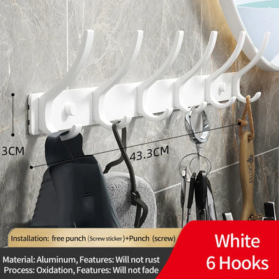 Black and White Folding Robe Hooks for Bathroom Storage - Smarsty