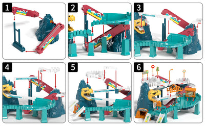 Boys Dinosaur Race Track Playset - Dinosaur Rolling Hill Car Track Cars Ramp Track Toys Toys Mountain Track, Mini Cars For Kids
