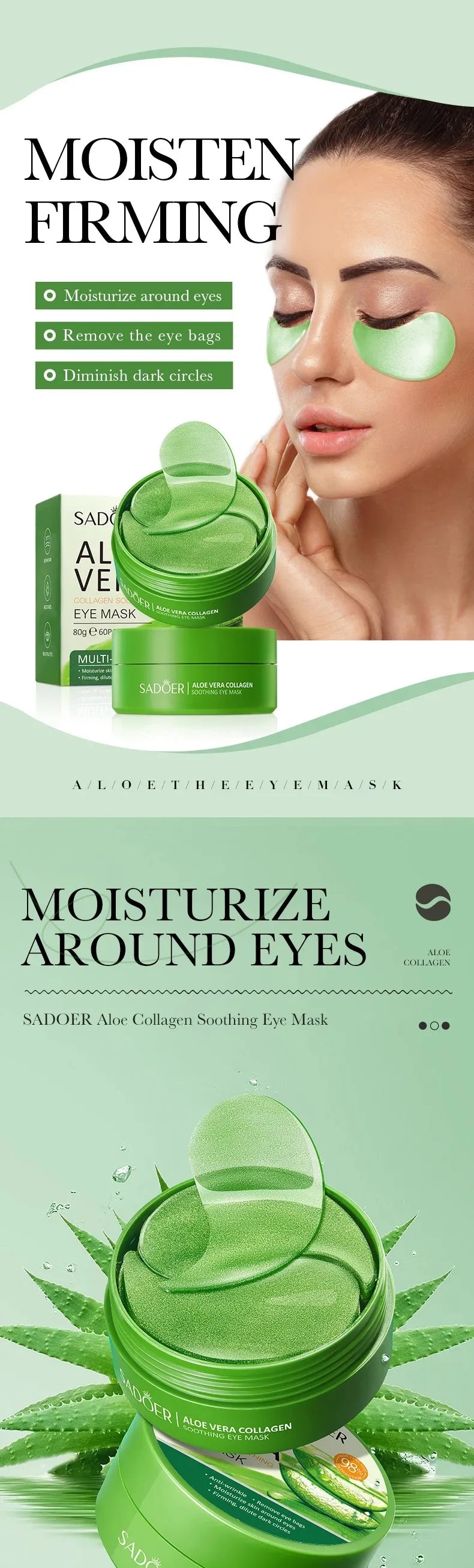 Aloe Vera Collagen Eye Masks for Dark Circles and Moisturizing - Smarsty