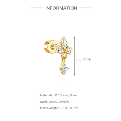925 Silver Star Moon Zircon Stud Earrings Hypoallergenic - Smarsty
