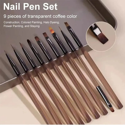 9PCS UV Gel Nail Brush Set for Creative Nail Art - Smarsty