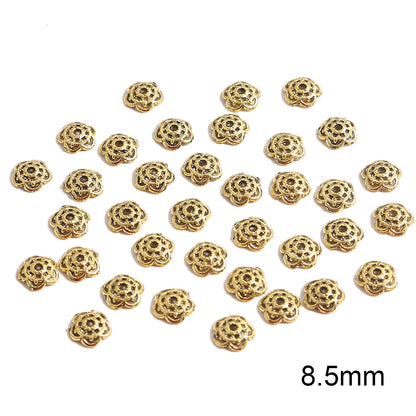 50pcs Tibetan Silver Leaf Flower Bead Caps for Jewelry Making - Smarsty
