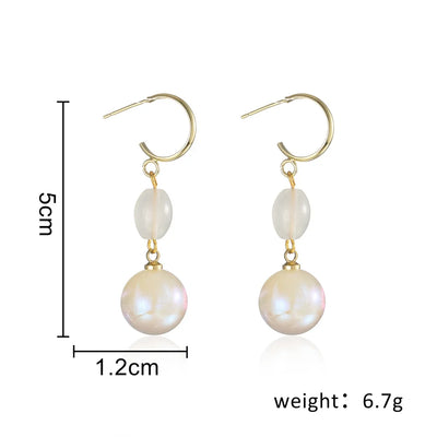 Pearl Long Earrings With Rhinestones For Wedding Fashion - Smarsty