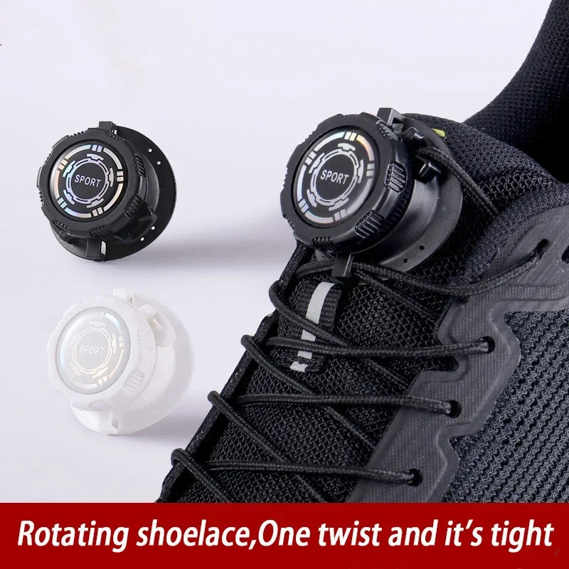 easy installation Automatic Shoelaces Without ties Black white Swivel Buckle Laces Thick Rope Sneakers Shoelace Shoe Accessories - Smarsty