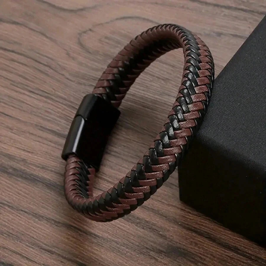 Retro Mens Leather Open Bangle Adjustable Sports Bracelet - Smarsty